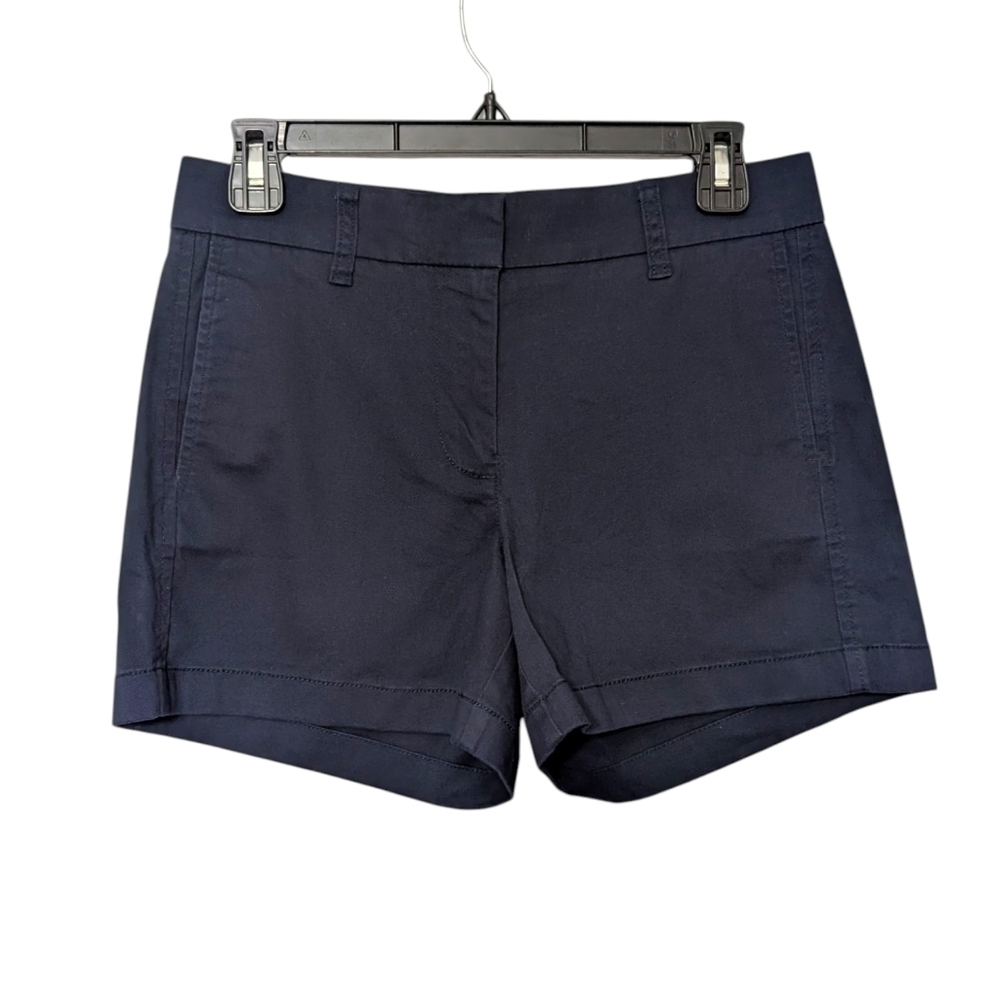 J. Crew Navy Blue Casual Cotton Flat Front Chino Shorts Size 2 NWT
